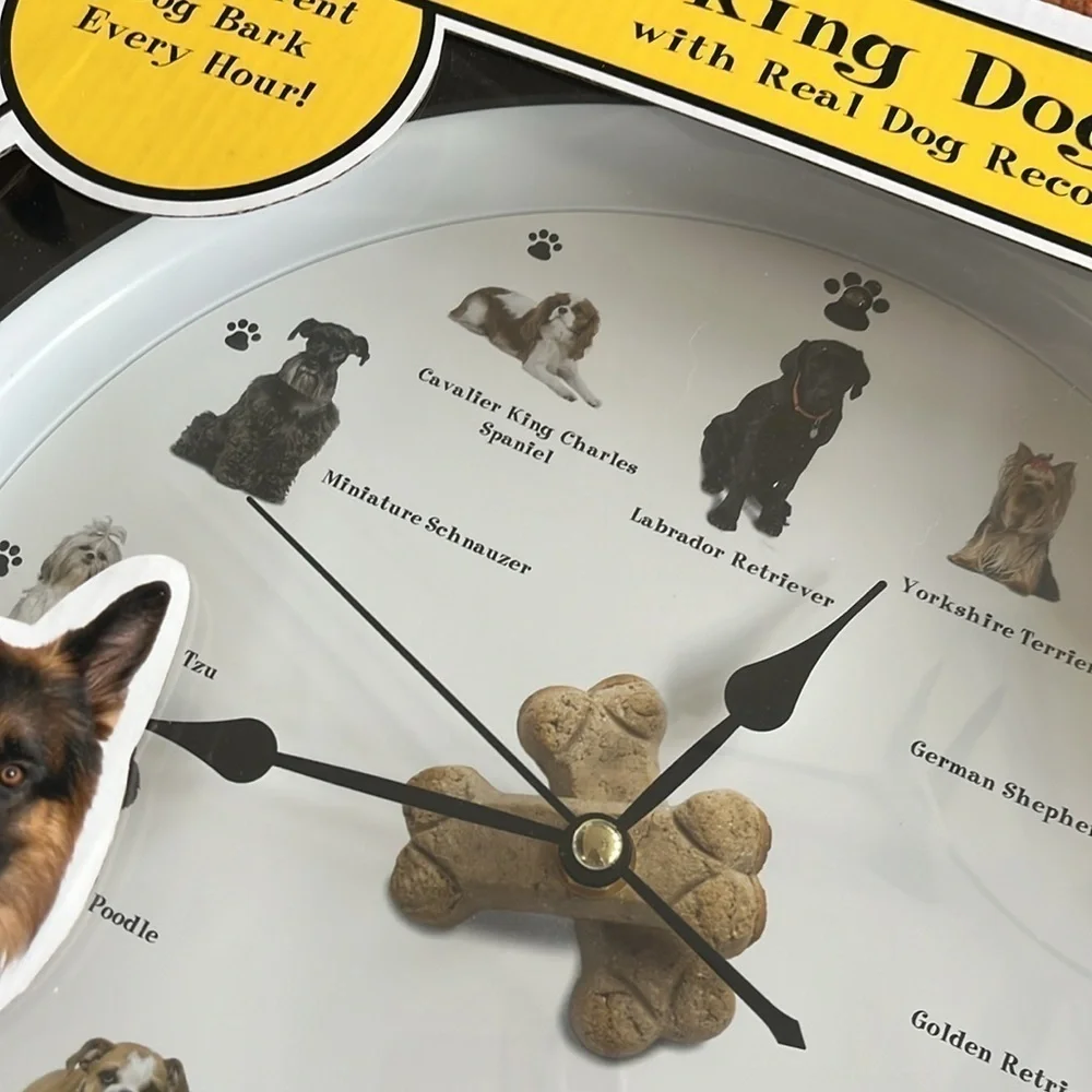 Brand New Barking Dog Clock Different Dog Bark Every Hour Popular Breeds Round